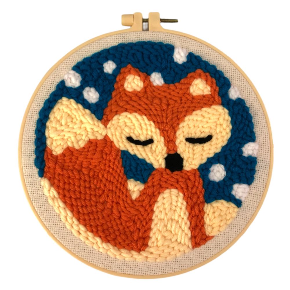 Snow Fox Punch Needle Embroidery Wool Art DIY Craft Kit Tapestry
