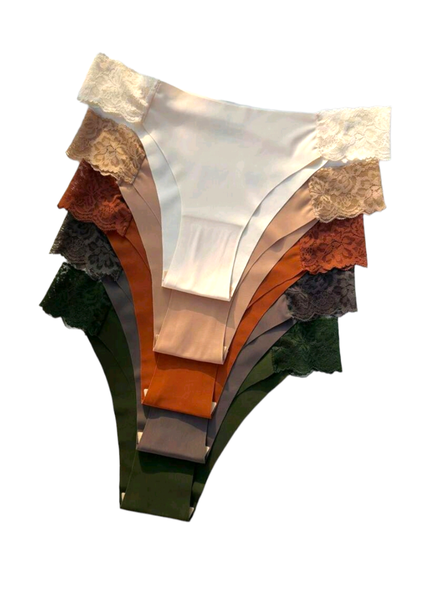 Bulk Pack Seamless Basic No Show Panties With Lace - Pack of 5
