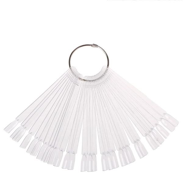 50 Pieces Nail Swatch Sticks with Ring Tips - Clear Fan-shaped Display