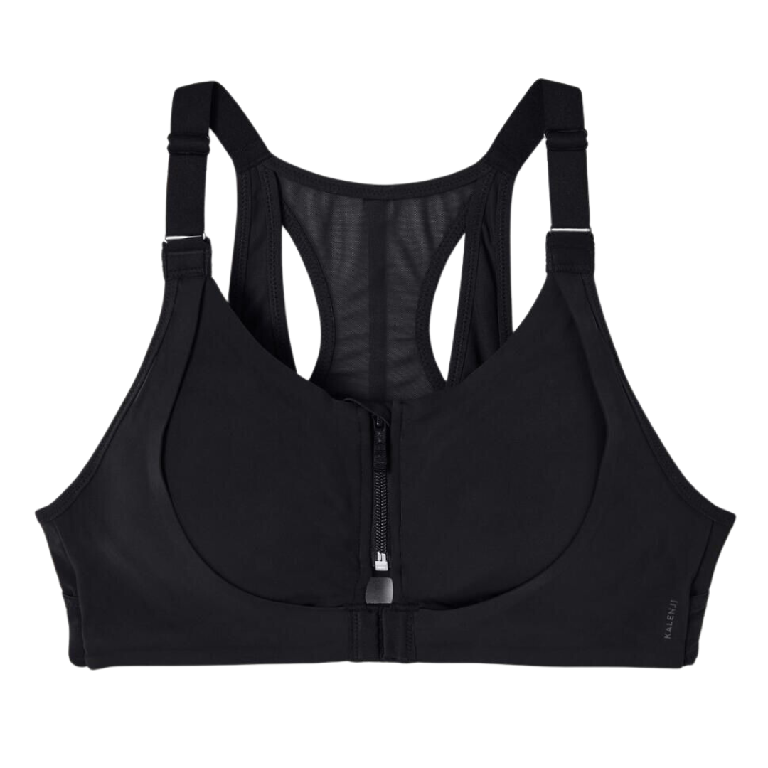 Kalenji Jog Kokoon - High Support Double Layer Zipped Bra - Black