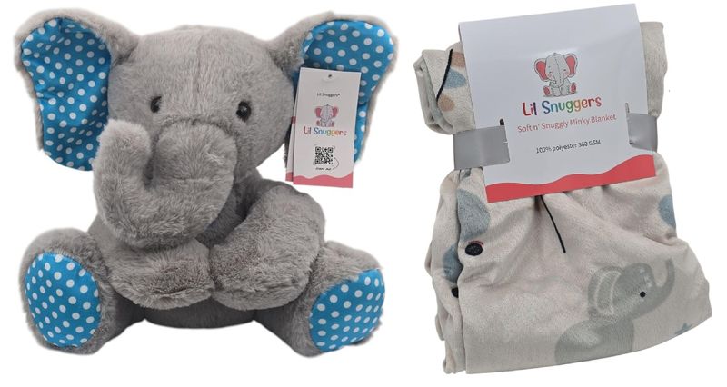Lil Snuggers Microwavable Stuffed Animal &amp; Blanket Set - Elephant