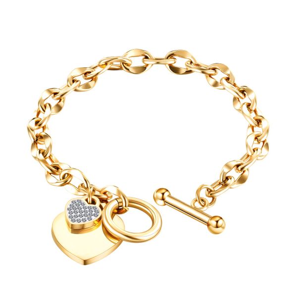 Golden Ladies Love Heart Charm Bracelet