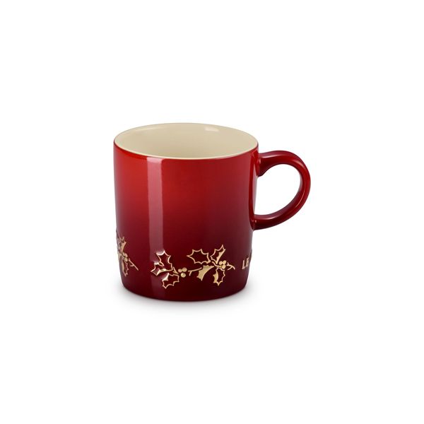 Le Creuset Stoneware Holly Mug with Gold Decal - 350ml