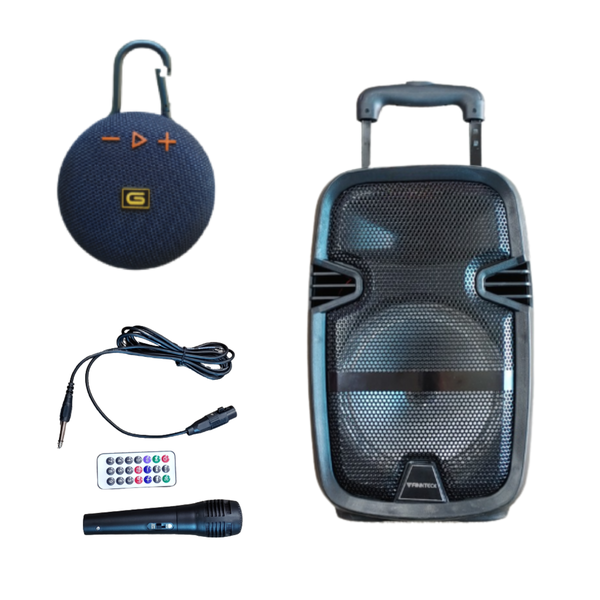 Party Box 8 inch Loudspeaker With Mic &amp; Remote &amp; Bluetooth Clip Speaker