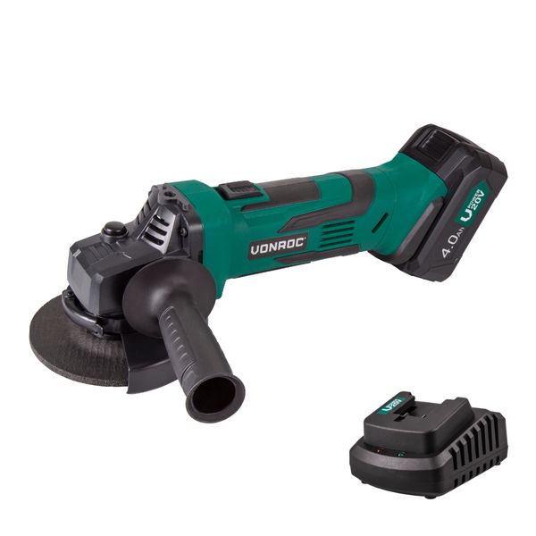 VONROC Angle grinder 20V - 115mm - 4Ah | Incl battery and charger