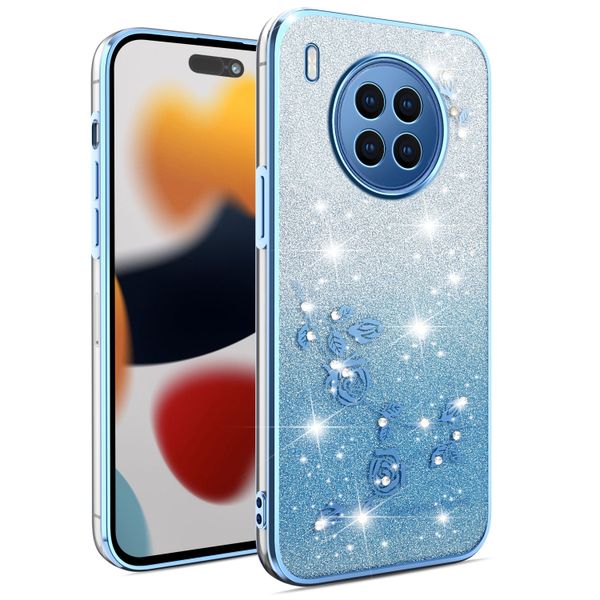 Phone Case Compatible With Huawei Nova 8i Flowers Diamond Shining Cover