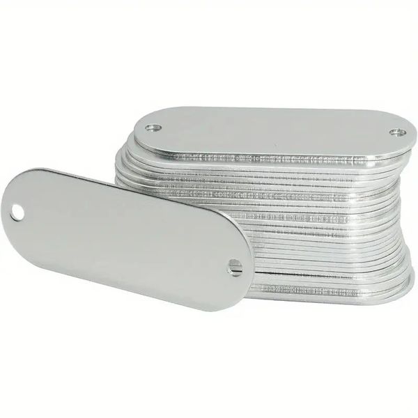 Trocraft Aluminum Blank Tags 2-hole Silver 10pc
