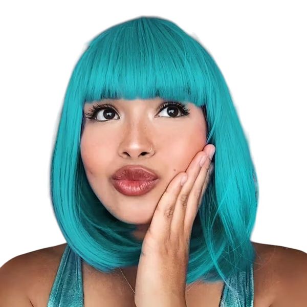 Blue Yolanda Bob Style Synthetic Wig With A Bang image
