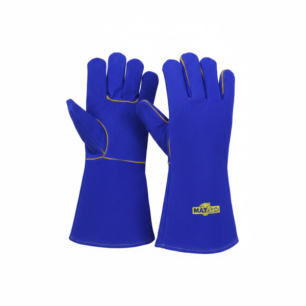 Matsafe Blue Leather Welding Gloves for Heat Protection