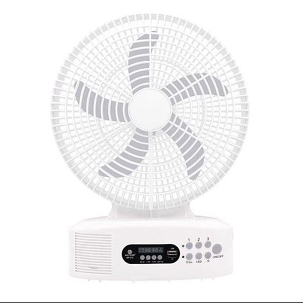 12 Inch Rechargeable AC/DC Solar Fan With Speaker