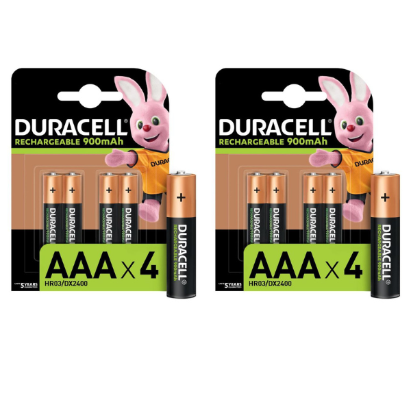 Duracell Rechargeable AAA 900mAh batteries 2 x 4 Pack (8 Batteries) Shop Today. Get it