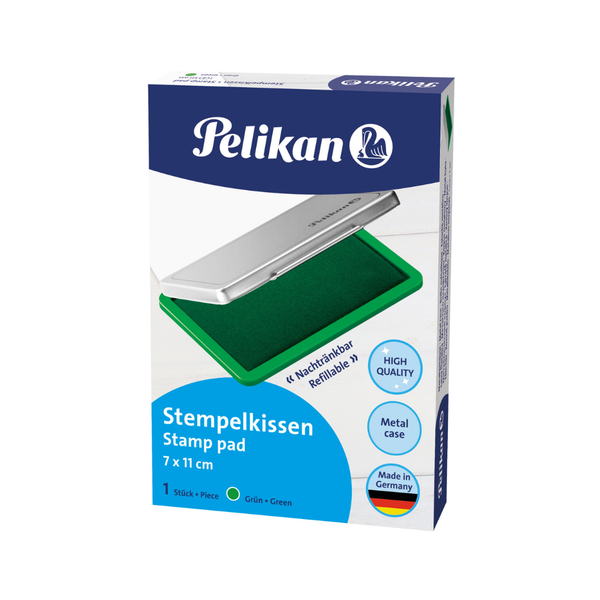 Pelikan Green Ink Stamp Pad in Metal Case - Premium Quality Impressions