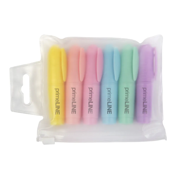 Primeline- Mini Pastel Highlighter In Wallet- Assorted Set of 6