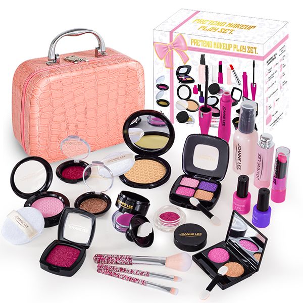 21 Piece Kids Pretend Makeup Playset with PU Leather Case