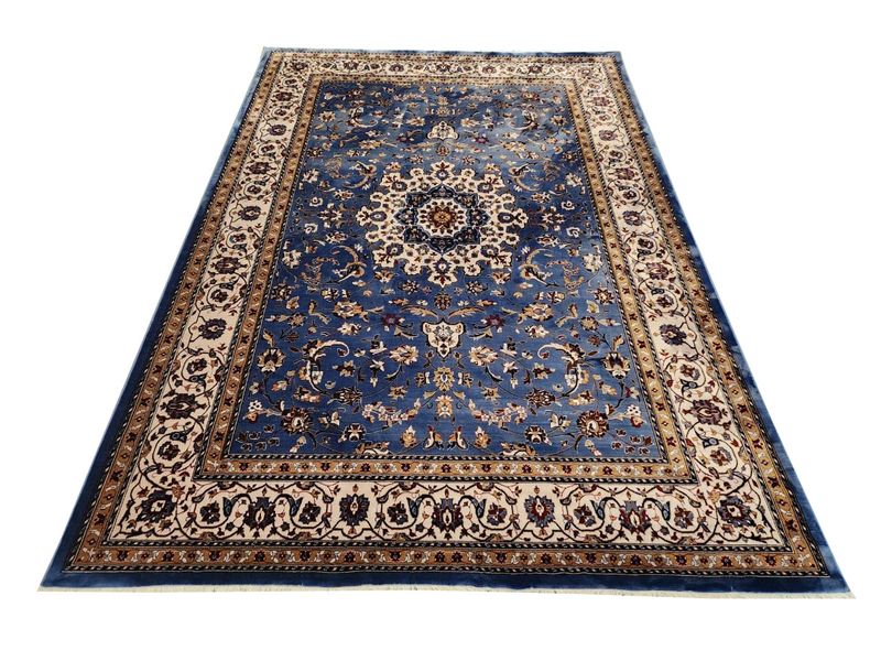 Persian Rug Collections Blue kashan Polyester Floral Flower Rug