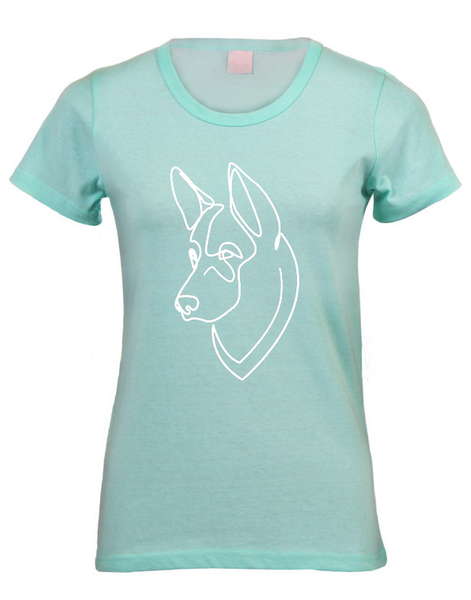 PepperSt Fitted Scoop Neck T-Shirt - German Sheperd Line Drawing