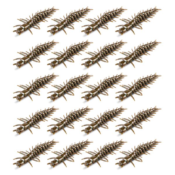 20-Pack Hellgrammite Soft Lures - 5cm Floating Worm Baits for Bass Fishing