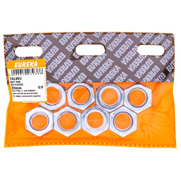 EUREKA Hex Nuts Zinc Plated 20mm Q:8 7AL90U