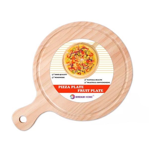 DH - Round Wooden Pizza Cutting/Serving Board - 32cm