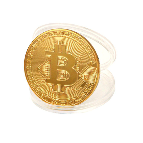 Bitcoin - Gold Plated Souvenir Coin - In Acrylic Case