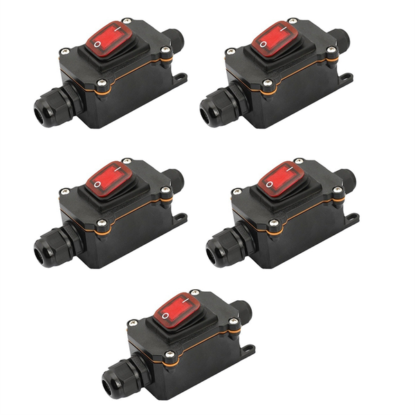 5 Pcs Waterproof Switch Ship Type Switch 12V/24V 30A Compatible with None