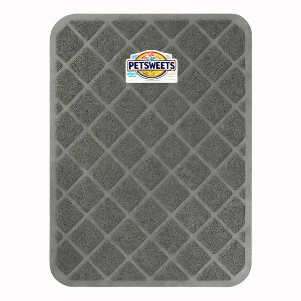 Grey Cat Litter Mat Litter Trapping Mat 60 x 37 cm Cat Litter Tray Mat
