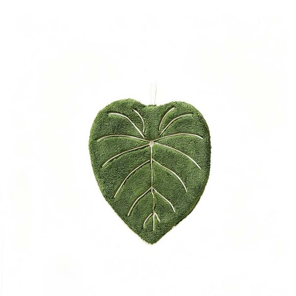 Leaf-Shaped Coral Fleece Hanging Hand Towel