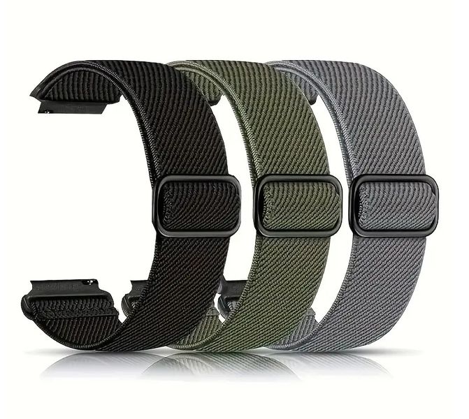 Ökotec 3-Pack Stretchy Braided Nylon Watch Bands (20mm)