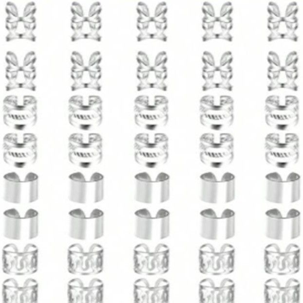 50pcs Braid Dreadlock Hair Jewellery Ring Clips; Non-Piercing Cuffs