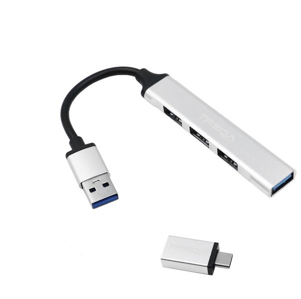 Sleek USB-3 USB 3.0 4 Port Hub With Type C OTG Connector