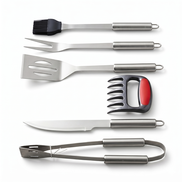 Heavy Duty 6-Piece Braai Set with Stainless Steel Meat Claw