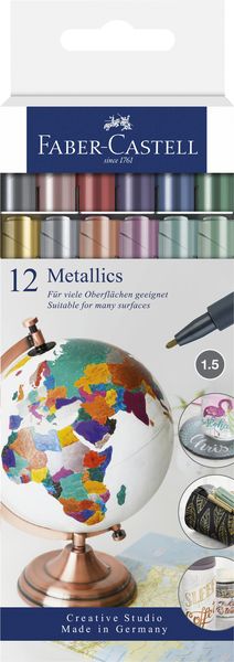 Faber-Castell , Metallic Markers, cardboard wallet of 12