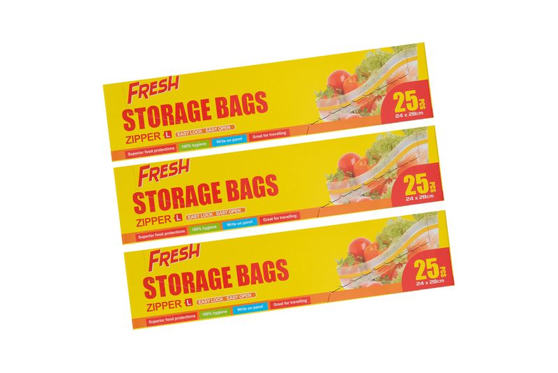Storage Zipper Seal Bags Large 25s - 3 Packs