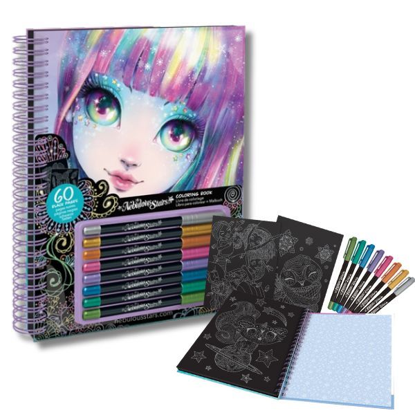 Nebulous Stars Isadora Black Pages Coloring Book incl Metallic Ink Gel Pens