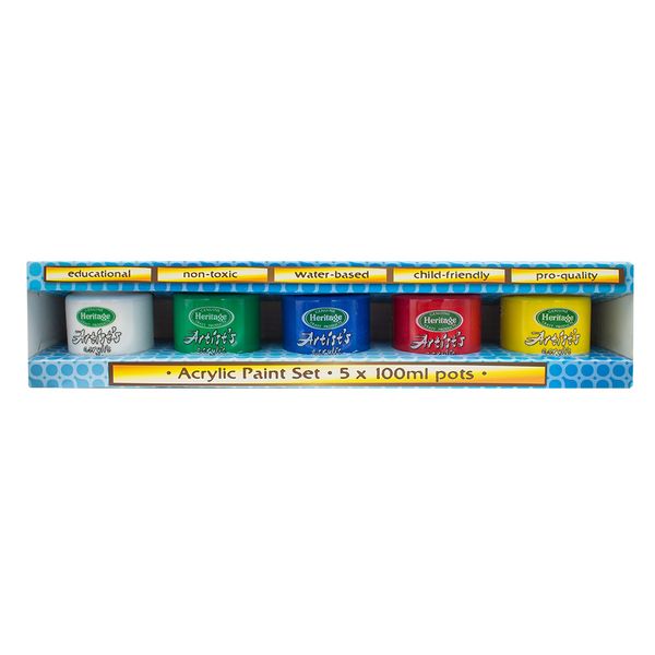 Heritage Acrylic Paint - Primary Colour Set - 5 x 100ml