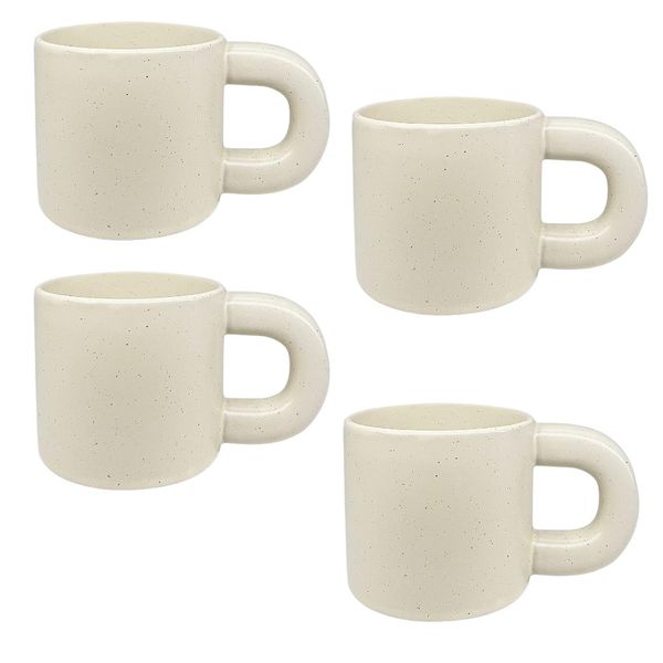 Pack Of 4 Chic Minimalistic Speckled Ceramic Mugs - 300ML - Off-White