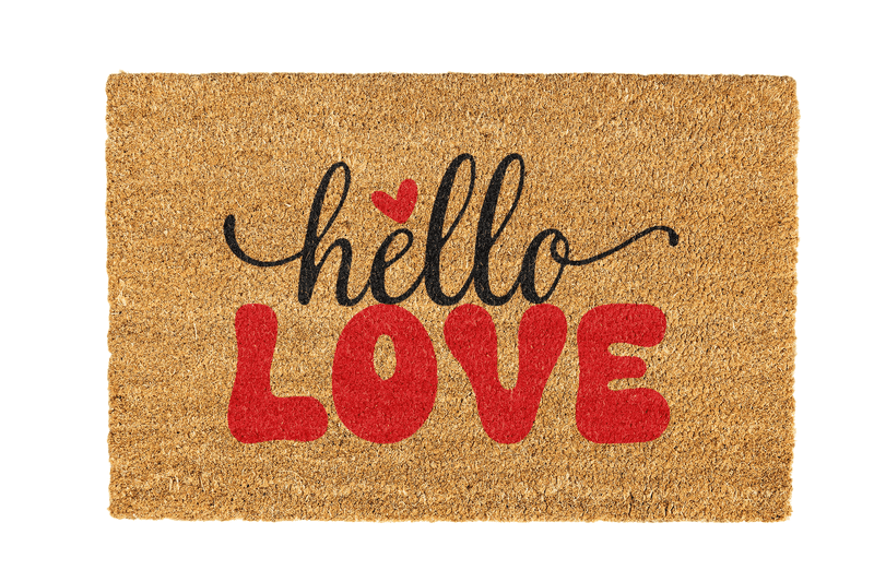 Hello Love Coir Doormat Design 700 x 400 x 17mm