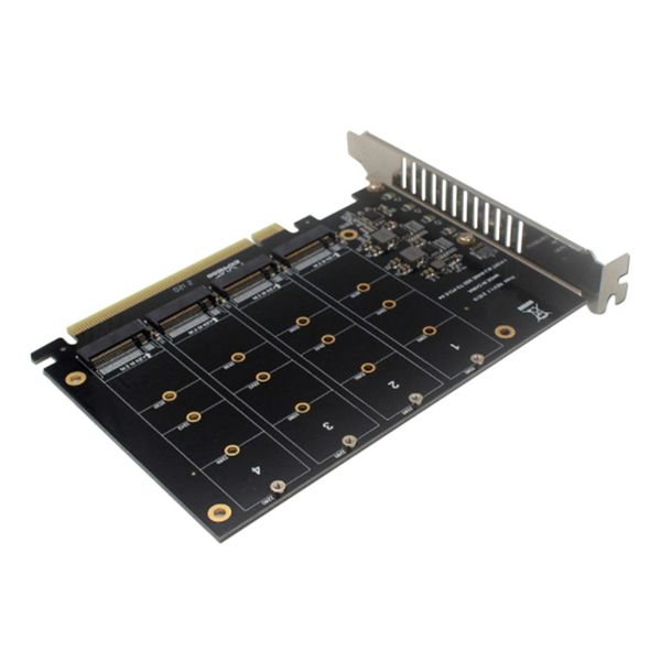 PCIE to NVME 4 Bay M2 M Key Type SSD to PCIE16X Expansion Card Adapter Car