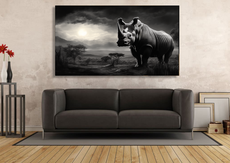 Canvas Wall Art - Dawn Rhino Encounter Abstract - HC1067