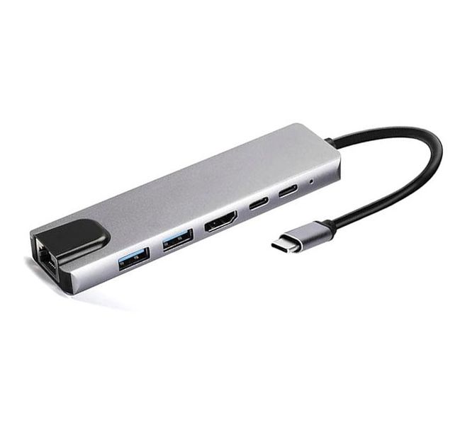 6-in-1 Type-C Hub-HDMI, USB C&amp; A, Ethernet, Aluminum Alloy Compact Portable
