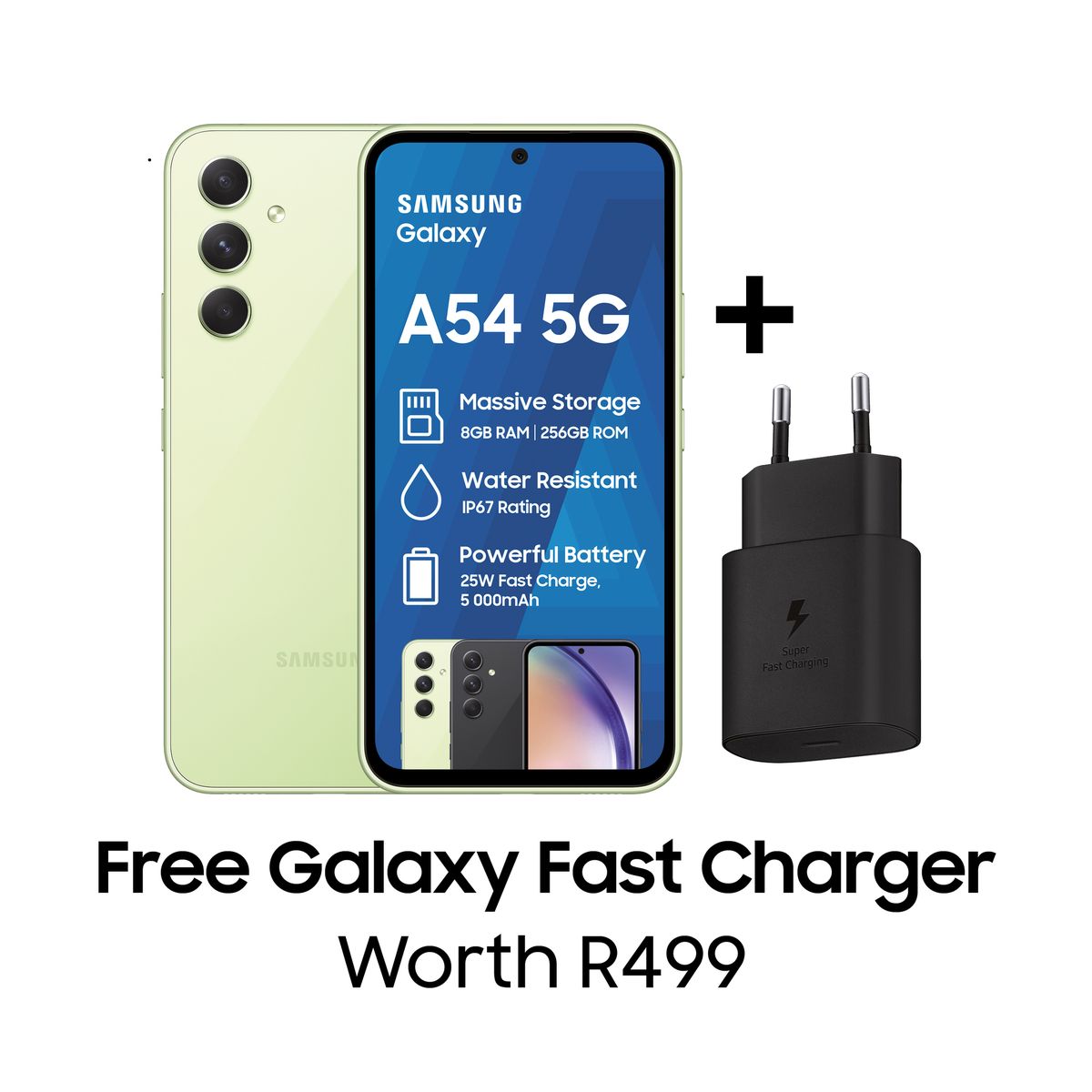 Samsung Galaxy A54 5G 256GB Dual Sim - Awesome Lime + Samsung Original Fast Charger