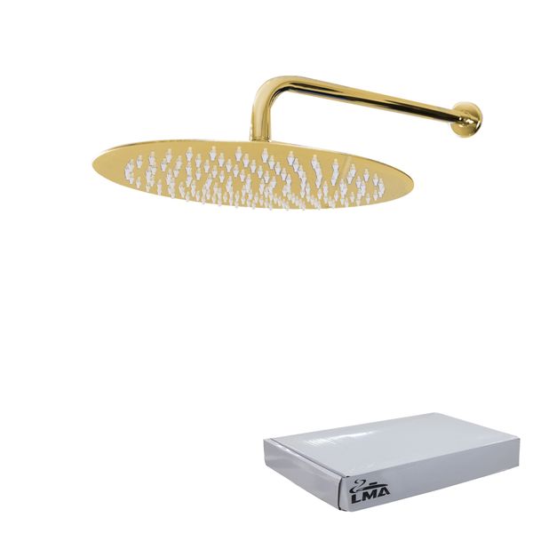 LMA 20cm Round Shower Head &amp; 90 Bend 30cm Shower Arm Set