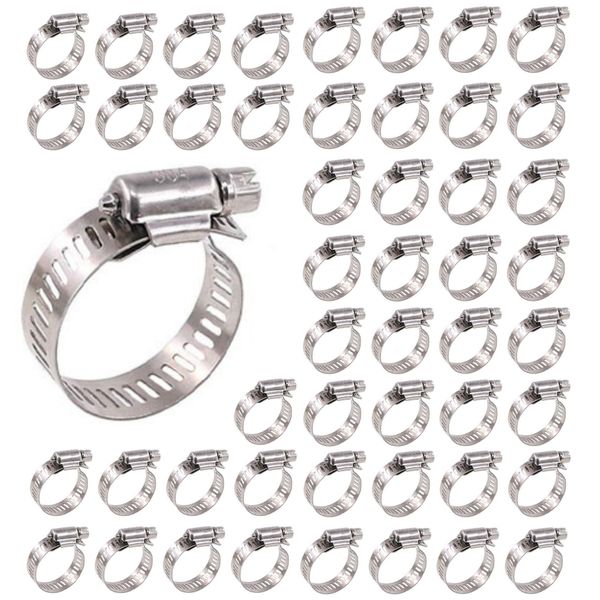 50 304 Stainless Steel Hose Clamps Worm Gear Pipe Clips