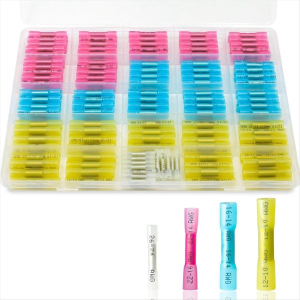240 Pcs Heat Shrink Butt Connectors Kit Compatible with Universal