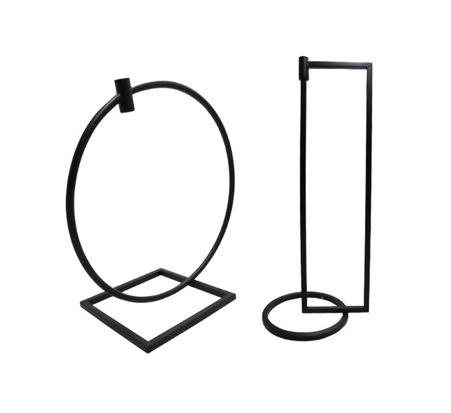 2Pce Metal Candle Stand Black