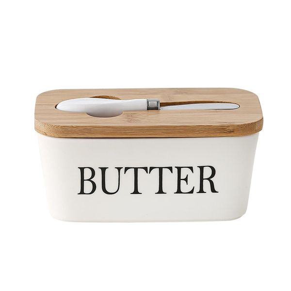 Cheese Butter Storage Box Ceramic Butter Dish Multiuse Easy to Clean