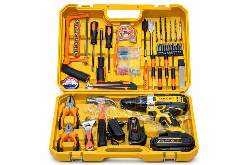 21V Cordless Drill Tool Kit with2 Batteries Charger &amp;100+ Piece Repair Set