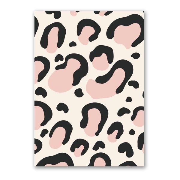 Beige And Pink Leopard Canvas Abstract Wall Art