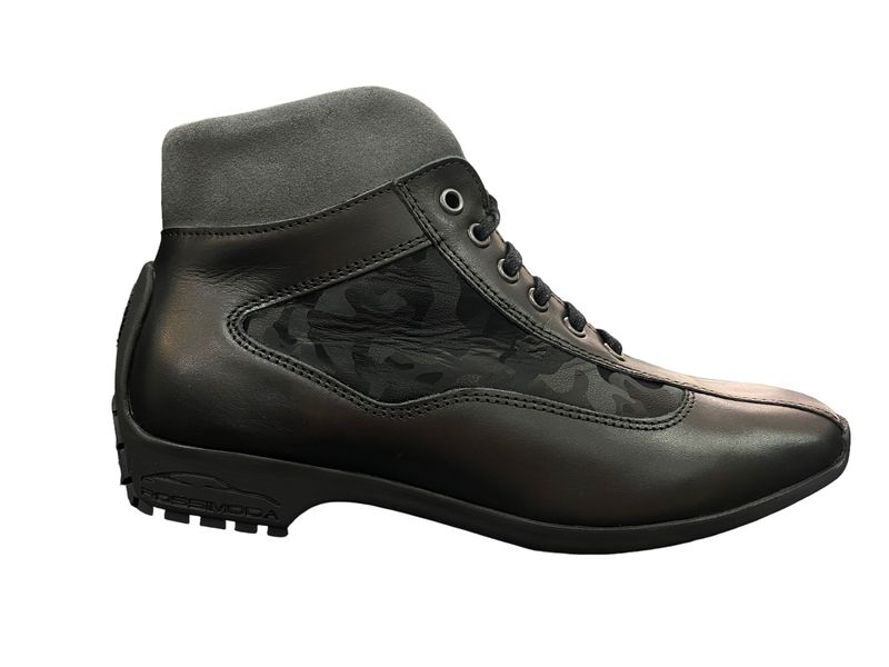 ROSSIMODA - Mens Camo Lace up Black Ankle Boots
