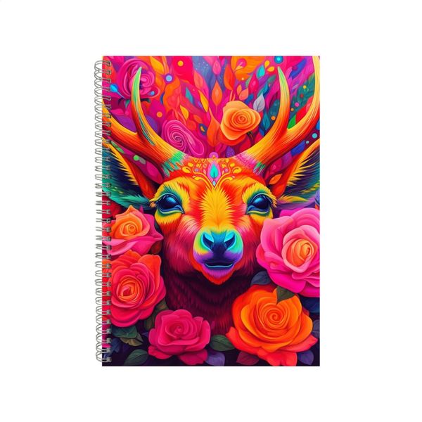 Reindeer Orange Roses Pink Neon Notebook Gift Idea A4 Notepad Pad 75